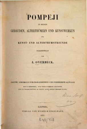 Pompeji in seinen Gebäuden, Alterthümern und Kunstwerken : für Kunst- und Alterthumsfreunde