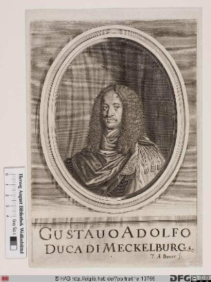 Bildnis Gustav Adolph, Herzog zu Mecklenburg-Güstrow (reg. 1654-95)