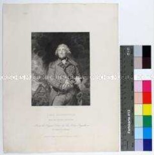 Reproduktion eines Gemäldeporträts des schottischen Generals und Gouverneurs von Gibraltar George Augustus Elliot von Joshua Reynolds (1787)