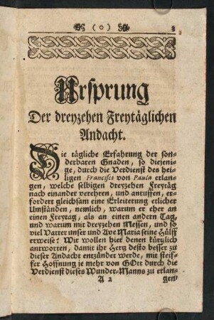 3-6, Ursprung Der dreyzehen Freytäglichen Andacht.