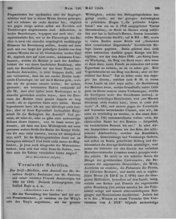 Swift, J.: Das Swift-Büchlein. Oder Auswahl aus Dr. Jonathan Swift's Dechanten von S. Patricius und seiner nächsten Freunde Aeußerungen von 1691 bis 1740. In chronologisch-biologischer Folge gesammelt und deutsch hrsg. v. G. Regis. Berlin: Duncker & Humblot 1847 (Beschluss von Nr. 115)