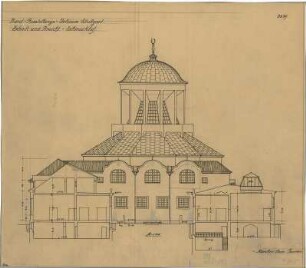 Fischer, Theodor; Stuttgart; Kunstausstellungsgebäude - Schmuckhof (Ansicht, Schnitt)