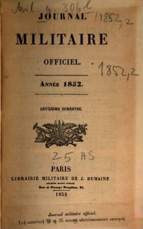 Journal militaire officiel. 1852,2