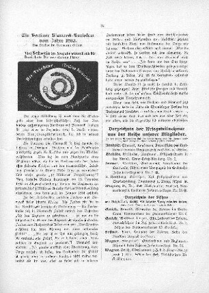 Verzeichnis der Kriegsteilnehmer aus der Reihe unserer Mitglieder