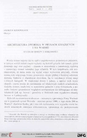 50: Architektura dworska w Prusach Książęcych i na Warmii : studium genezy i odrębności