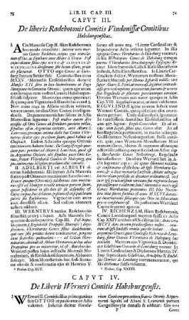 Capvt III. De liberis Radebotonis Comitis Vindonissæ Comitibus Habsburgensibus.