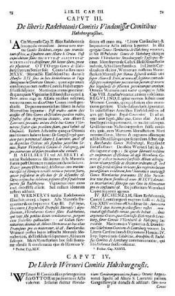 Capvt III. De liberis Radebotonis Comitis Vindonissæ Comitibus Habsburgensibus.