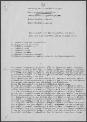 Bernhausen: Pfarrbericht 1942