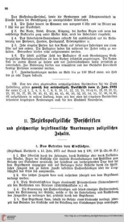 Bezirkspolizeiliche Vorschriften und gleichwertige bezirksamtliche Anordnungen polizeilichen Inhalts