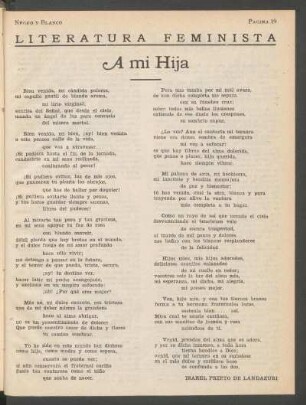 A mi hija : Literatura feminista