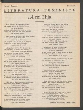 A mi hija : Literatura feminista