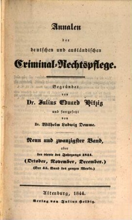 Annalen der deutschen und ausländischen Criminal-Rechtspflege. 29. 1844