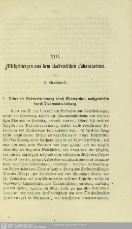 XIII. Mittheilungen aus dem akademischen Laboratorium.