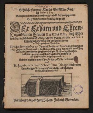 Titelkupfer: Tuchbedeckter Sarg