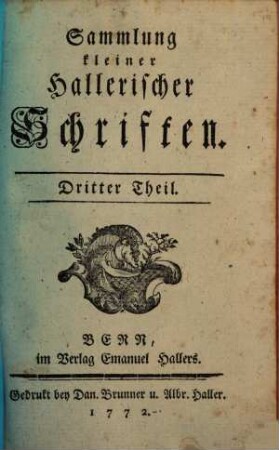 Sammlung kleiner Hallerischer Schriften, 3