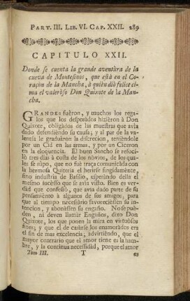 Capitulo XXII. Donde se cuenta la grande aventùra de la cueva de Montesinos, que està en el Coraçon de la Mancha, [...]