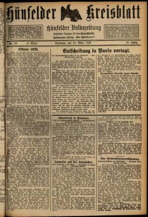 Dritte Ausgabe vom Samstag, den 30. März 1929.