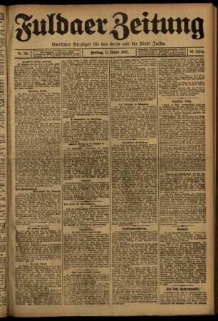 Erste Ausgabe vom Freitag, den 11. März 1921.