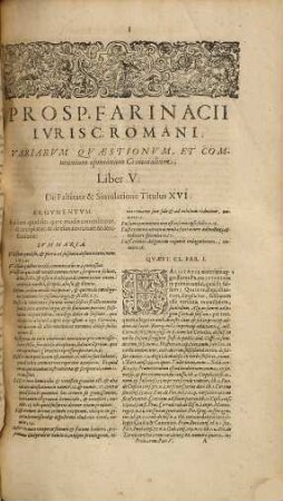 Dn. Prosp(eri) Farinacii I.C. Rom. ... Opervm Criminalivm Pars ... : cum indice duplici ..., 6. De Falsitate & Simulatione