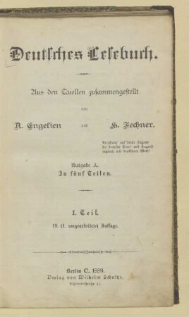 [Teil 1, [Schülerbd.]]: Deutsches Lesebuch