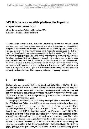 SPLICR: A Sustainability Platform for Linguistic Corpora and Resources