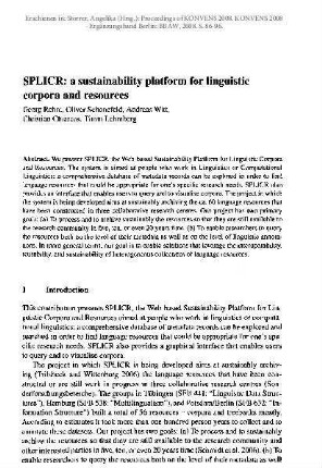 SPLICR: A Sustainability Platform for Linguistic Corpora and Resources