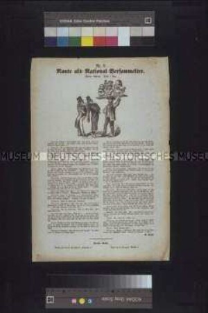 Satirisches Flugblatt (Serie): Nante als National-Versammelter. Neunte Sitzung. Nr. 9; Berlin, 1848