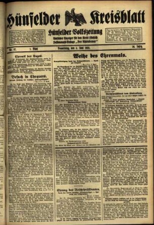 Erste Ausgabe vom Donnerstag, den 04. Juni 1931.