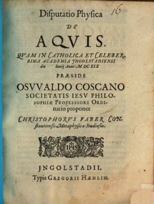 Disputatio physica De aquis