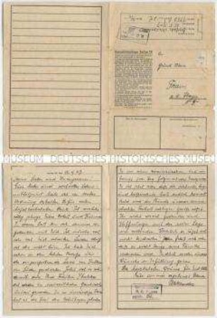 Handschriftlicher Brief eines Häftlings aus dem Konzentrationslager Dachau