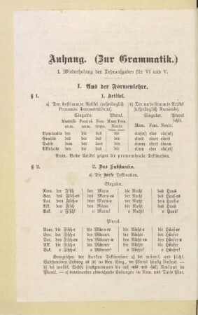 Anhang. (Zur Grammatik.)