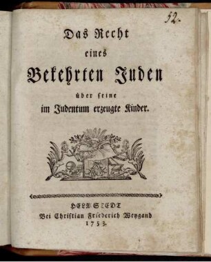 Das Recht eines bekehrten Juden über seine im Judentum erzeugte Kinder