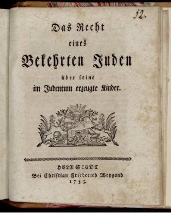 Das Recht eines bekehrten Juden über seine im Judentum erzeugte Kinder