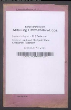 Erblasser: Wecker (genannt Jürgensmeyer oder Jürgensmeier), Heinrich; Erblasser: Wecker, Theresia, geb. Daniel: