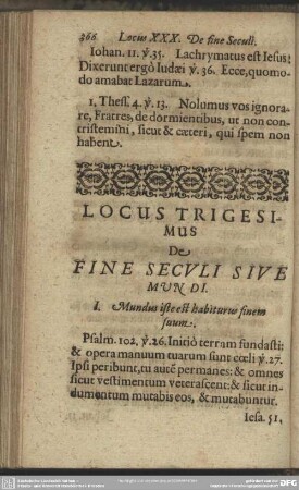 Locus Trigesimus De Fine Seculi Sive Mundi