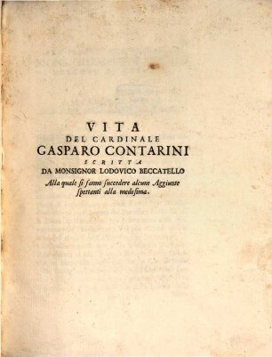 Vita Del Cardinale Gasparo Contarini