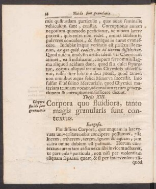 Thesis XIII. Corpora quo fluidiora, tanto magis granularis sunt contextus.