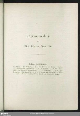 Schülerverzeichniß von Ostern 1894 bis Ostern 1896