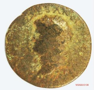 Römische Münze, Nominal Dupondius, Prägeherr Nero, Prägeort Rom, Original