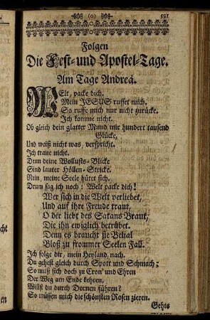 Am Tage Andreä. - Dritter Weyhnacht-Feyertag.