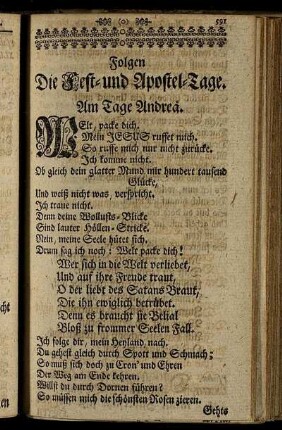 Am Tage Andreä. - Dritter Weyhnacht-Feyertag.