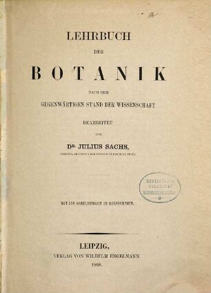 Lehrbuch der Botanik : nach dem gegenwärtigen Stand der Wissenschaft