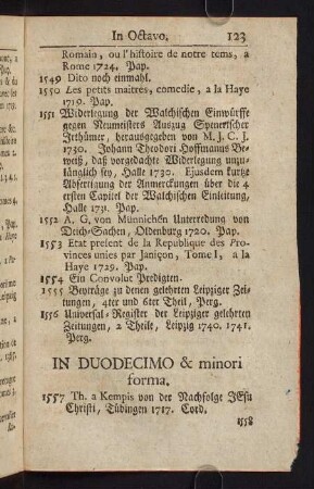123-168, In Duodecimo & minori forma
