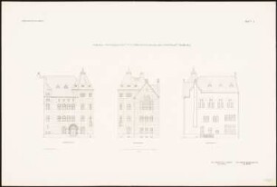 Akademisches Institut für Kirchenmusik, Berlin-Charlottenburg: Vorderansicht, Seitenansicht und Rückansicht 1:100