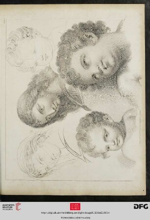 Plate 11. [Zwei Kinder, Jüngling (Schulterstücke; Kontur-Schraffur; Linearkreuz)]