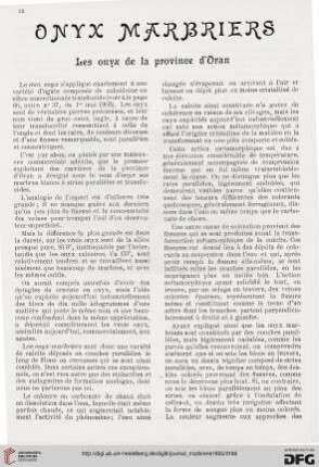 Onyx marbriers: les onyx de la province d'Oran