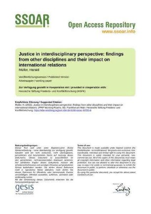 Justice in interdisciplinary perspective: findings from other disciplines and their impact on international relations