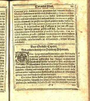 Das Sechste Capitel. Von andern bewehrten Pestilentz Artzeneyen.