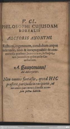 Philosophi Cujusdam Borealis Auctoris Anonymi