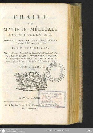 1 (1791): Traité de Matière médicale